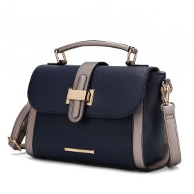 MKF Collection Willa Color Block Vegan Leather Women Shoulder Bag by Mia k (Color: Navy, Material: Vegan Leather)
