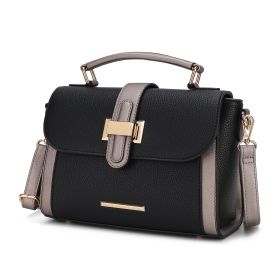 MKF Collection Willa Color Block Vegan Leather Women Shoulder Bag by Mia k (Color: Black, Material: Vegan Leather)