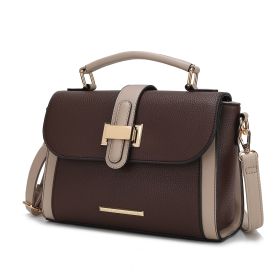 MKF Collection Willa Color Block Vegan Leather Women Shoulder Bag by Mia k (Color: Coffee, Material: Vegan Leather)