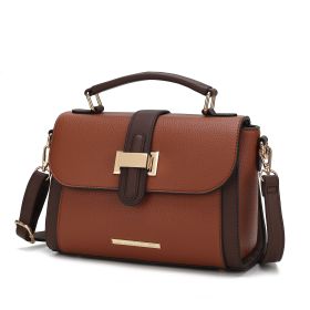MKF Collection Willa Color Block Vegan Leather Women Shoulder Bag by Mia k (Color: Cognac, Material: Vegan Leather)