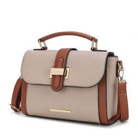 MKF Collection Willa Color Block Vegan Leather Women Shoulder Bag by Mia k (Color: Taupe, Material: Vegan Leather)