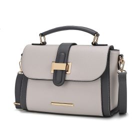 MKF Collection Willa Color Block Vegan Leather Women Shoulder Bag by Mia k (Color: Lt Grey, Material: Vegan Leather)