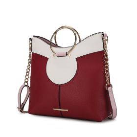 MKF Collection Kylie Top Handle Satchel Handbag Vegan Leather Women by Mia k (Color: Red, Material: Vegan Leather)