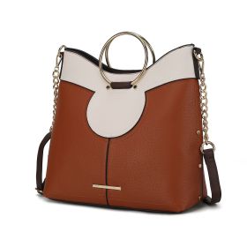 MKF Collection Kylie Top Handle Satchel Handbag Vegan Leather Women by Mia k (Color: Cognac, Material: Vegan Leather)