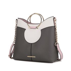 MKF Collection Kylie Top Handle Satchel Handbag Vegan Leather Women by Mia k (Color: Charcoal, Material: Vegan Leather)
