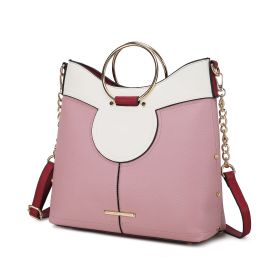 MKF Collection Kylie Top Handle Satchel Handbag Vegan Leather Women by Mia k (Color: Blush, Material: Vegan Leather)