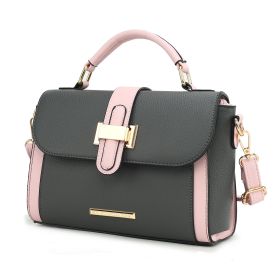 MKF Collection Willa Color Block Vegan Leather Women Shoulder Bag by Mia k (Color: Charcoal, Material: Vegan Leather)